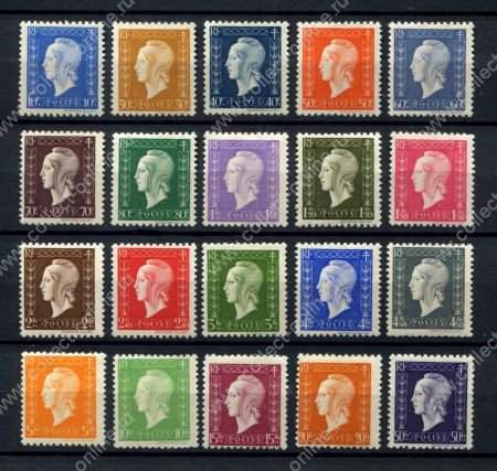 Франция 1945 г. • Iv# 682-701 • 10 c. - 50 fr. • Марианна (Дюлак) • стандарт • полн. серия • MNH OG VF