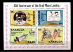 Барбуда 1980 г. • Sc# 430a • 10 лет миссии "Аполлон-11" и высаден на Луну • блок • MNH OG VF