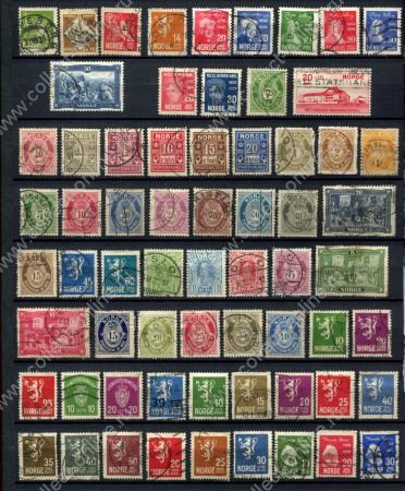 Норвегия • XIX-XX век • набор 65 разных старых марок • Used F-VF
