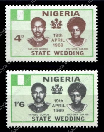 Нигерия 1969 г. • Gb# 217-218 • свадьба генерала Говона • полн. серия • MLH OG VF