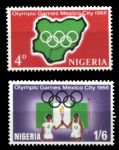 Нигерия 1968 г. • Gb# 213-214 • Летние Олимпийские Игры, Мехико • полн. серия • MLH OG VF