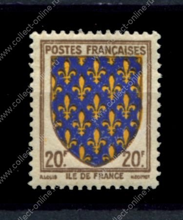 Франция 1943 г. • Iv# 575 • 20 fr. • Гербы, Иль-де-Франс • стандарт • MNH OG VF