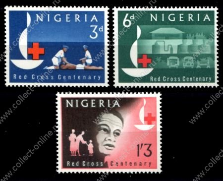 Нигерия 1963 г. • Gb# 135-137 • 100-летие Международного Красного Креста • полн. серия • MH OG VF