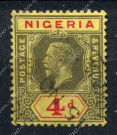 Нигерия 1921-1932 гг. • Gb# 24a • 4 d. • Георг V • стандарт • Used F-VF ( кат. - £6 )