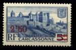 Франция 1941 г. • Iv# 490 • 2.50 fr./5 fr. • надпечатка нов. номинала, Каркассон• MNH OG VF