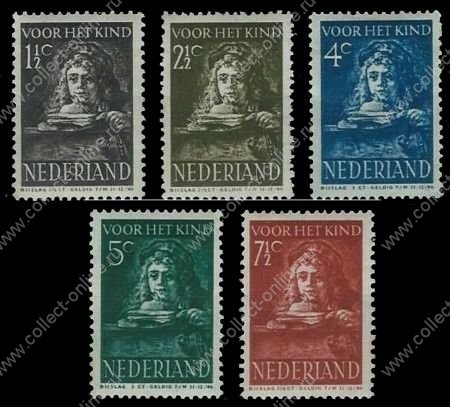 Нидерланды 1941 г. • Mi# 397-401 • Живопись, Рембрандт • полн. серия • MNH OG VF