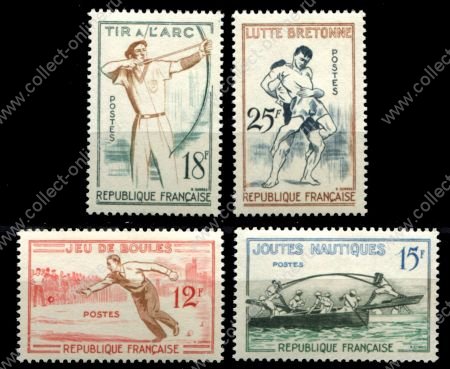 Франция 1958 г. • Iv# 1161-1164 • 12 - 25 fr. • Традиционные виды спорта • полн. серия • MNH OG VF ( кат. - €10 )