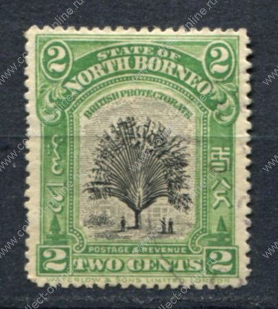 Северное Борнео 1909-1923 гг. • Gb# 160 • 2 c. • осн. выпуск •  "дерево путешественников" • Used VF