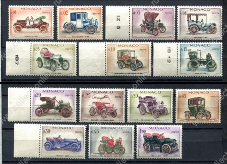 Монако 1961 г. • Mi# 673-686 • 1 c. - 1 fr. • ретро автомобили • полн. серия ( 14 марок ) • MNH OG VF* ( кат.- € 16 )