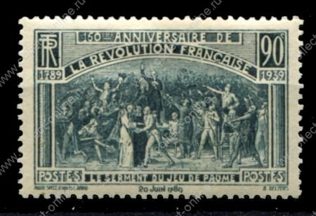 Франция 1939 г. • Iv# 444 • 90 c. • 150-летие Французской Революции • MH OG VF • ( кат. - €2.5 )