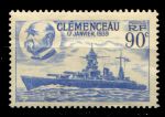 Франция 1939 г. Mi# 443 • 90 c. • крейсер "Клемансо" • MNH OG VF