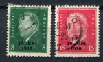 Германия 1930 г. • Mi# 444-445 • 8  и 15 pf. • Вывод оккупационных войск из Рейнской области • надпечатка • полн. серия • Used F-VF