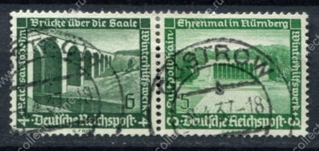 Германия 3-й рейх 1936 г. • Mi# W121 • 5 + 6 pf. • архитектура • сцепка 2 марки(из буклета) • Used VF