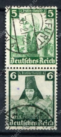 Германия 3-й рейх 1935 г. • Mi# S233 • 5 + 6 pf. • женские головные уборы • сцепка 2 марки(из буклета) • Used VF