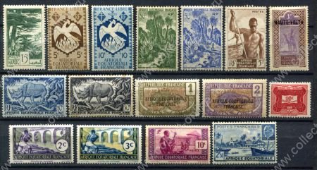 Французские колонии 192х-194х гг. • лот 16 разных старых марок • MH OG F-VF