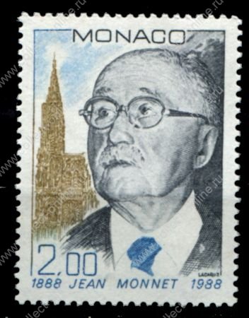 Монако 1988 г. • Sc# 1635 •2 fr. • Жан Моне • MNH OG VF ( кат.- € 3 )