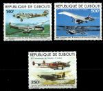 Джибути 1979 г. • Mi# 248-250 • 140 - 500 fr. • Самолеты • авиапочта • полн. серия • MNH OG VF • ( кат.- €17 )