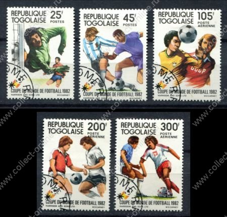 Того 1982 г. • Mi# 1613-1617 • Футбол, Чемпионат мира, Испания • полн. серия • Used VF