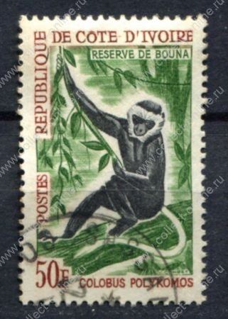 Кот-д'Ивуар 1963-1964 гг. • SC# 210 • 50 fr. • Фауна Африки • обезьяна • концовка • Used VF