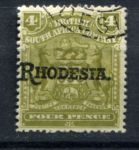 Родезия 1909-1912 гг. • Gb# 105 • 4 d. • герб колонии • надпечатка • "Rhodesia." • стандарт • Used VF ( кат.- £ 5 )