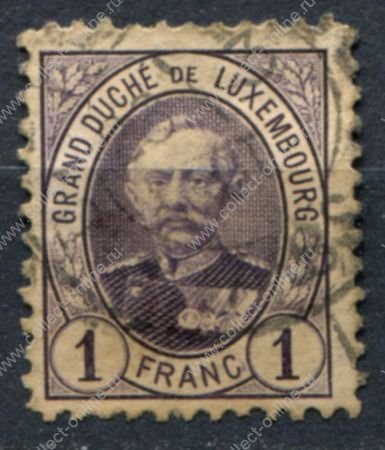 Люксембург 1893 г. • Mi# 64D • 1 fr. • князь Адольф • стандарт • Used F- ( кат. - €10 )