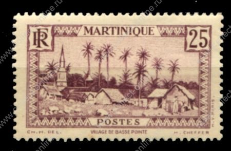 Мартиника 1933-1938 гг. • Iv# 140 • 25 c. • осн. выпуск • деревня • MNH OG VF