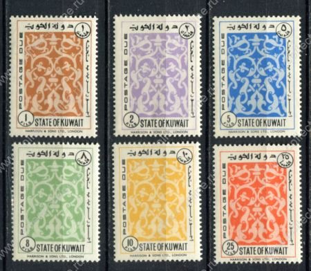 Кувейт 1963 г. • Sc# J1-6 • 1 - 25 f. • национальные узоры • доплата • полн. серия • MNH OG VF ( кат. - $10 )