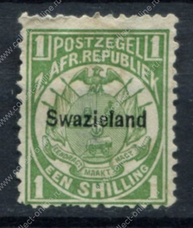 Свазиленд 1889-1890 гг. • Gb# 3 • 1 sh. • надпечатка на м. Трансвааля • MNG F* ( кат. - £20 )