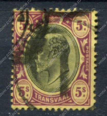 Трансвааль 1904-1909 гг. • Gb# 270 • 5 sh. • Эдуард VII • в.з. фигурные CA • стандарт • Used F-VF