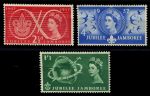 Великобритания 1957 г. • Gb# 557-9 • 2½ d. - 1s.3d. • 50-летие Международного движения скаутов • полн. серия • MLH OG VF