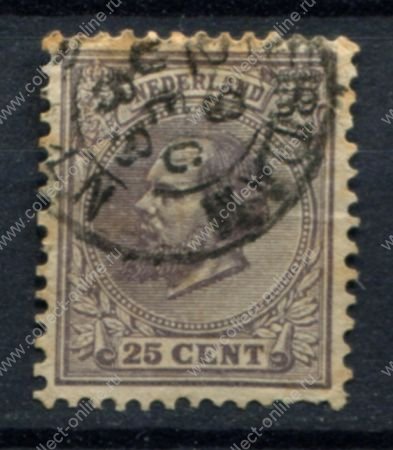 Нидерланды 1872 г. • Mi# 26 • 25 c. • король Виллем III • стандарт • Used F-VF ( кат. - €6 )