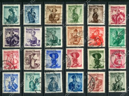 Австрия 1948-52 гг. • 5 g. .. 3.50 sh. • Национальные костюмы • 24 марки • Used VF