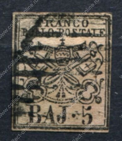 Римские государства 1852 г. • Sc# 6 • 5 b. • Used F-VF ( кат. - $15 )