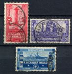 Италия 1931 г. • SC# 265-7(Mi# 369-71) • 20 c. - 1.25 L. • 50-летие Королевской морской академии • Used VF • полн. серия • ( кат.- $9 )