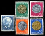 Швейцария 1964 г. • Mi# 795-799 • Старинные швейцарские монеты • благотворительный выпуск • полн. серия • MNH OG VF