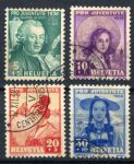Швейцария 1938 г. • Mi# 338-332 • 5 - 30 r. • Традиционные женские костюмы т • полн. серия • Used VF ( кат.- € 10 )