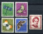 Швейцария 1951 г. • Mi# 561-565 • 5 - 40 c. • Жуки и бабочки • полн. серия • MNH OG VF* ( кат. - € 12 )