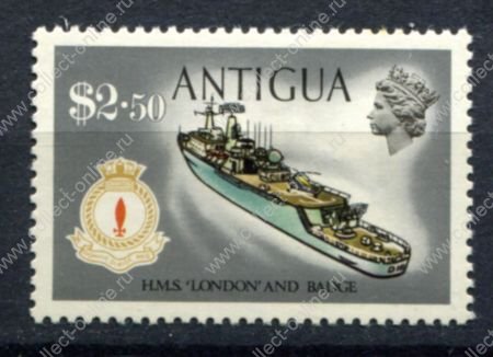 Антигуа 1970-1975 г. • Gb# 284 • $2.50 • История мореплавания • эсминец "Лондон" • MLH OG VF ( кат. - £8 )