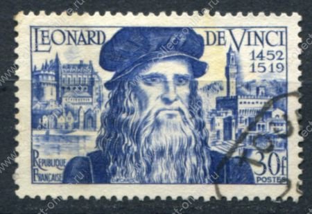 Франция 1952 г. • Mi# 947 • 30 fr. • Леонардо да Винчи • Used VF