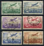 Франция 1936 г. • Mi# 305-310 • 85 c. - 3.50 fr. • самолёт над Парижем • авиапочта • Used F-VF ( кат. - €45+ )