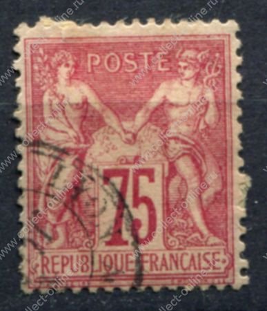 Франция 1876-1878 гг. • Sc# 75 • 75 c. • Мир и торговля (тип I) • стандарт • Used VF ( кат.- $12 )