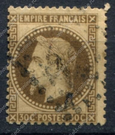 Франция 1863-1870 гг. • Sс# 34 • 30 c. • Император Наполеон III • стандарт • Used F-VF ( кат.- $15 )