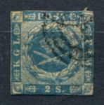 Дания 1854-1857 гг. • SC# 3 • 2 s. • 2-й выпуск • синяя • Used F-VF ( кат. - $60 )