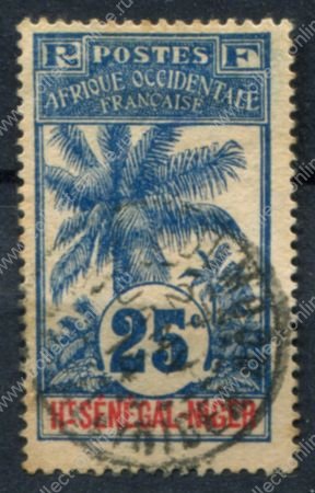 Верхний Сенегал и Нигер 1906 г. • Iv# 8 • 25 c. • основной выпуск, пальмв • Used VF ( кат. - €6 )
