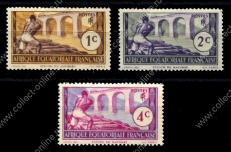 Французская Экваториальная Африка 1937-1942 гг. • Iv# 33-35 • 1 - 4 c. • осн. выпуск • MH OG VF