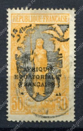 Французское Конго 1926-1928 г. • Iv# 98 • 50 c. • надп. на марке 1907-17 гг.• Used F-VF