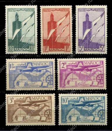 Французское Марокко 1939-1940 гг. • Iv# A43-49 • авиапочта • полн. серия • MNH OG VF