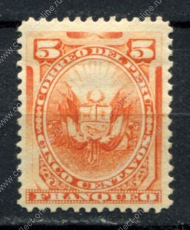 Перу 1886-1895 гг. • Sc# 108 • 5 c. • герб • стандарт • MH OG VF