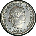 Швейцария 1930 г. B (Берн) • KM# 29a • 20 раппенов • регулярный выпуск • BU- ( кат.- $30- )