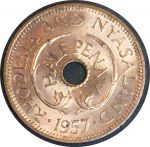 Родезия и Ньясаленд 1957 г. • KM# 1 • ½ пенни • жирафы • регулярный выпуск • MS BU красн.